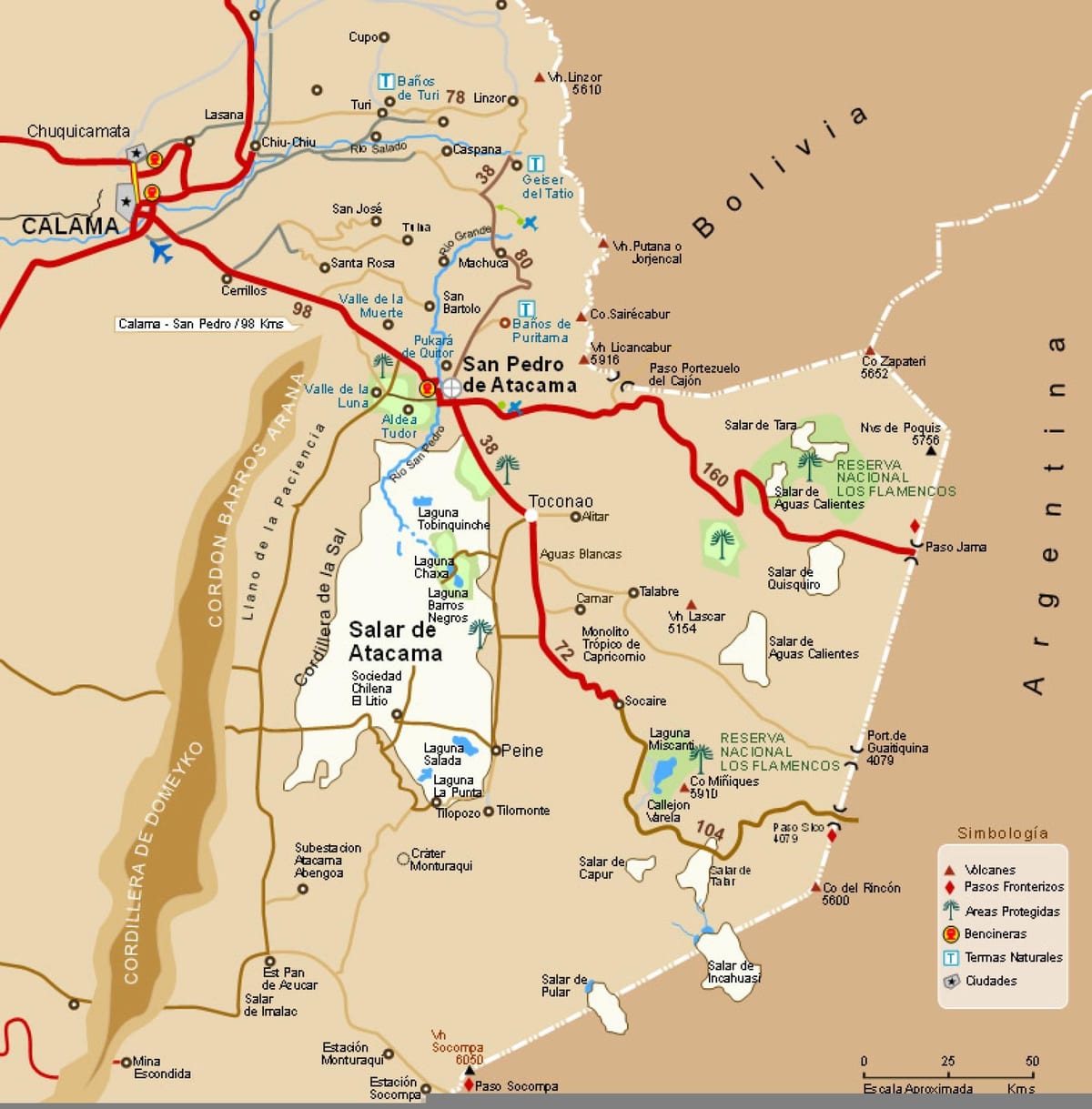 atacama, રણ ચિલી નકશો
