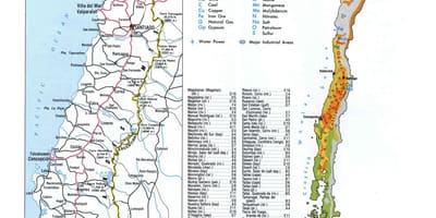 નકશો ચિલી કુદરતી સંસાધનો 