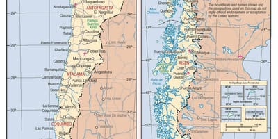 નકશો ચિલી સાથે શહેરો